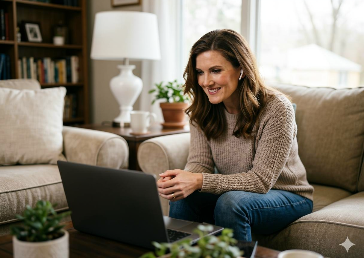 Janae Cox, PMHNP conducting a telehealth appointment by video