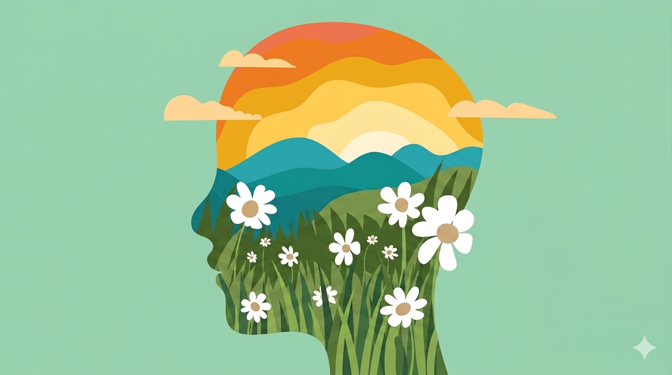 Abstract illustration of a head, representing focus and attention